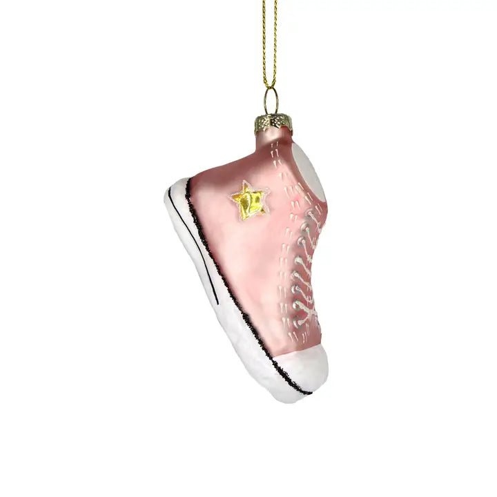Pink High-Top Sneaker Glass Ornament
