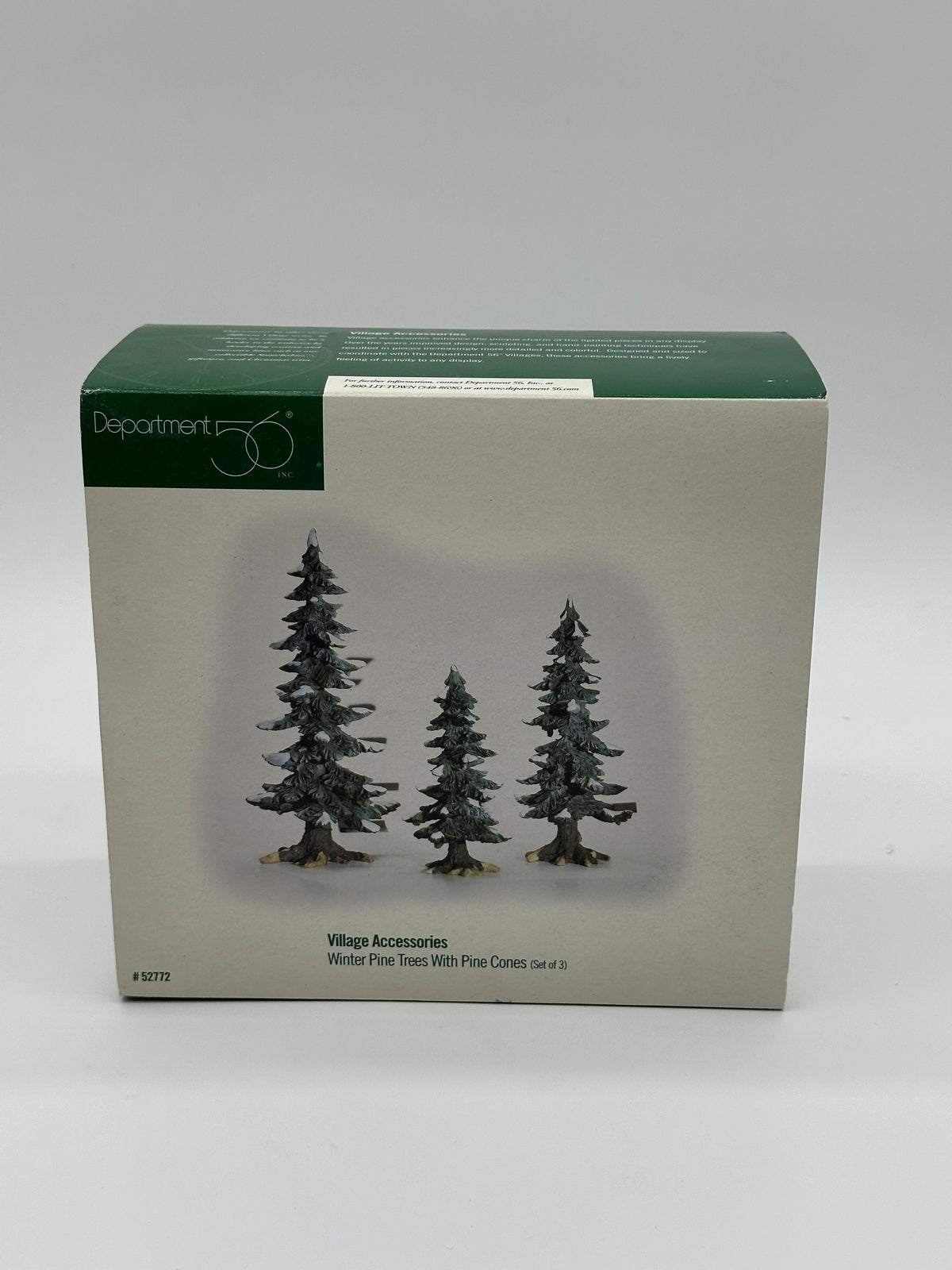 Department 56 - Winter Pine Trees With Pine Cones - Village Accessories