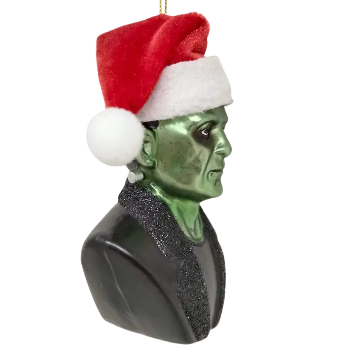 Frankenstein Santa Glass Ornament