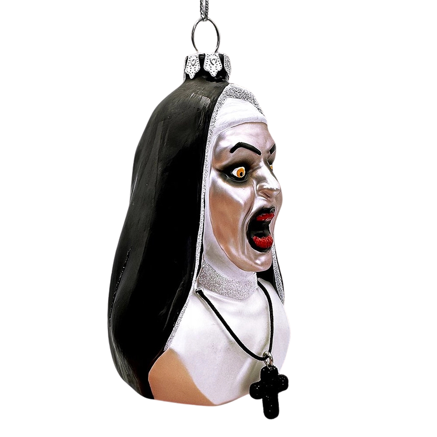 Spooky Decor Creepy Nun Glass Ornament