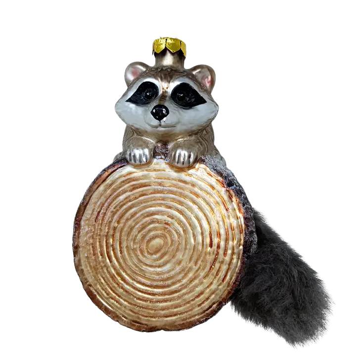 Woodland Raccoon Glass Ornament