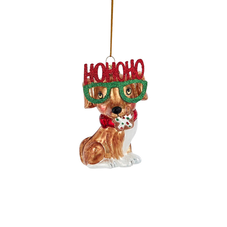 Kurt S. Adler - Ho Ho Ho Puppy Glass Ornament - Noble Gems™