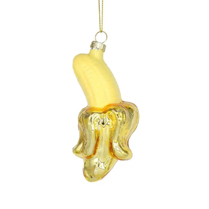 A-Peeling Banana Glass Ornament
