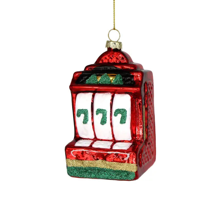 Lucky 7s Slot Machine Glass Ornament