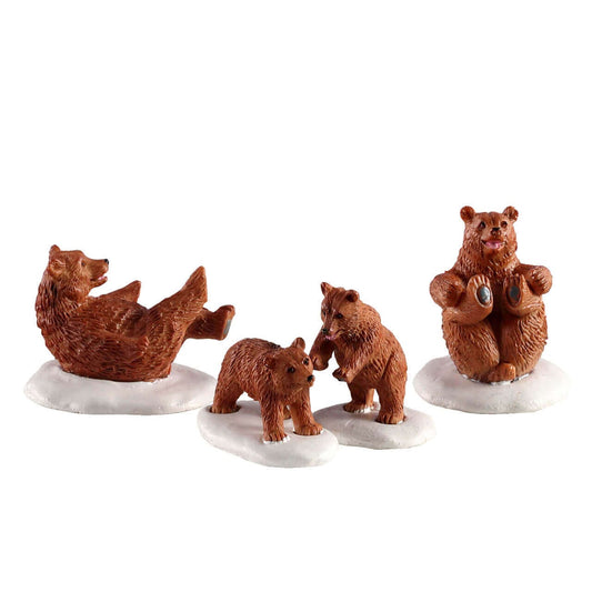 Lemax Bear Family Snow Day, Set of 4 - Vail Village Christmas village figurine