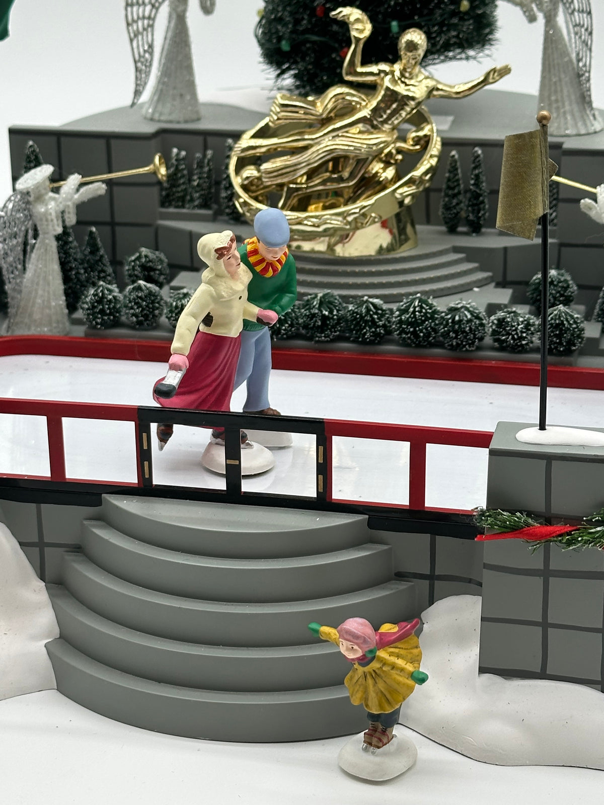 Department 56 - Rockefeller Plaza Skating Rink - Village Accessories (Only One Skater Skates)