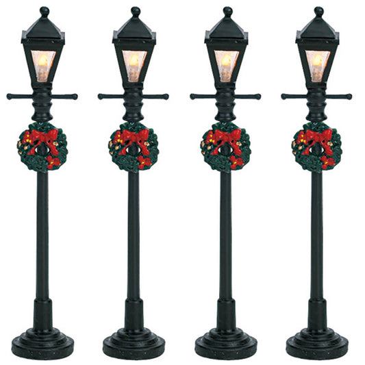 Lemax Gas Lantern Street Lamp, Set of 4 - Christmas village accessory