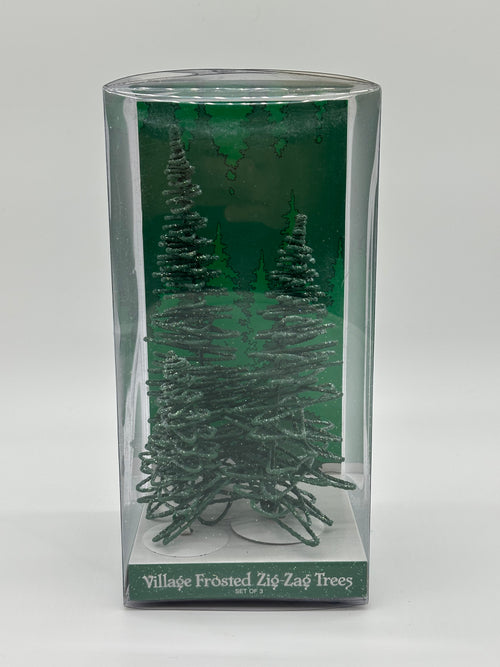 Department 56 -Village Frosted Zig-Zag Trees - Village Accessories